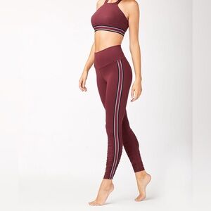 NWT MICHI Speed Leggings High-Waisted in Wine with Rouched Lower Leg